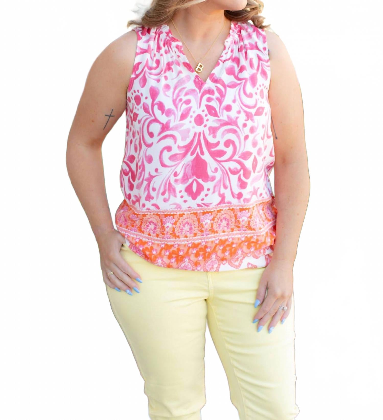 

Женский принтованный топ без рукавов в разноцветном исполнении CHARLIE B, мультиколор