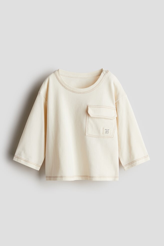 

Рубашка из джерси с нагрудным карманом H&M, бежевый