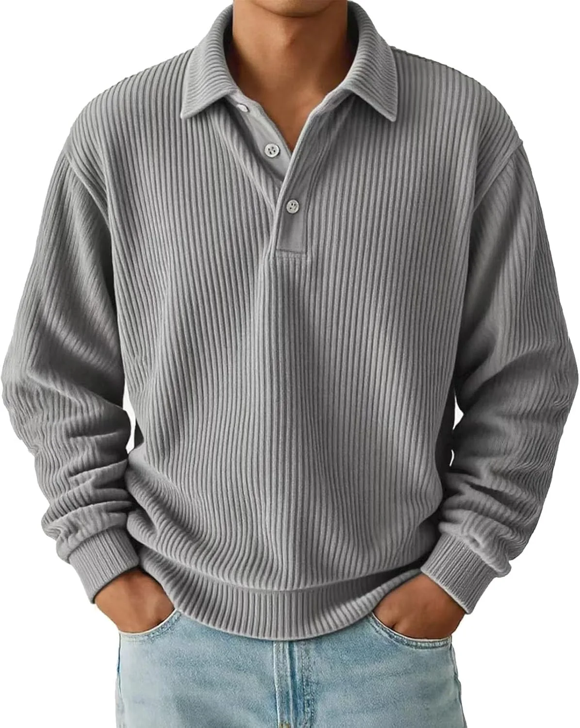 

Толстовка-полузип для мужчин с длинным рукавом, вязаная, с лацканом, Slim Fit