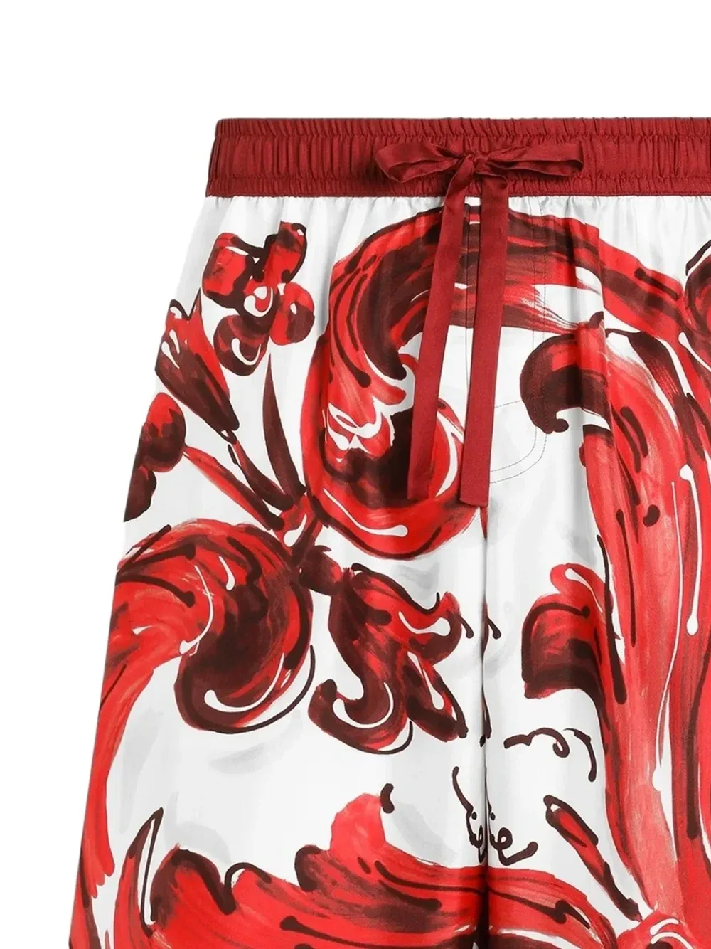 Шорты-бермуды Vanity из шелкового твила с принтом Majolica Dolce & Gabbana, красный — фото 2
