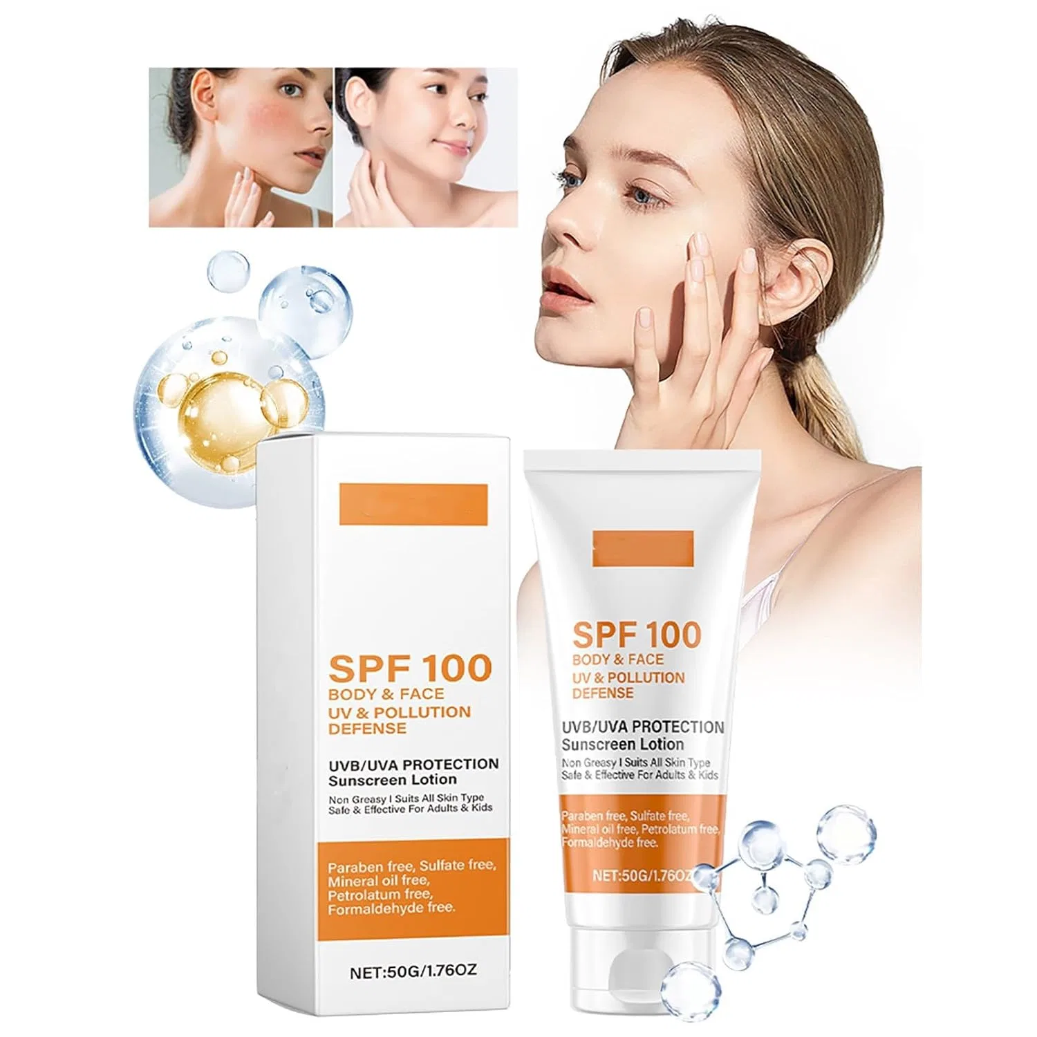 Солнцезащитный крем SPF 100 для лица и тела Bainuai, 2 Pieces. — фото 2