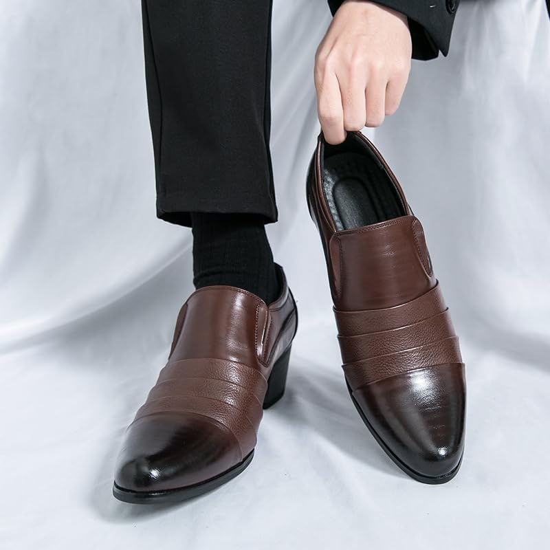 Мужские ботинки Челси без подкладки, высокие с заостренным носком, кожаные, низкие слипоны-оксфорды, для бизнеса, свадьбы, торжеств и повседневной носки Zestrelax, коричневый — фото 3