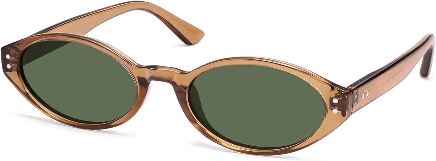 

Ретро-очки овальной формы с поляризацией для женщин, стильные «кошачий глаз», модные очки в стиле 90-х, защита от УФ-излучения UV400 AP3743 Appassal, C4 Champagne/Green