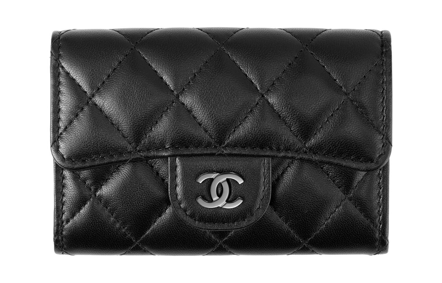 

CHANEL Женский картхолдер из ягненка черный