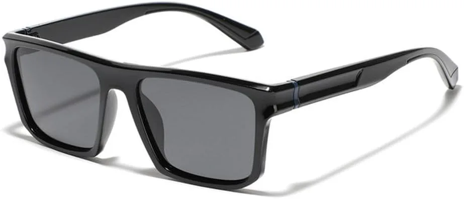 

LVTFCO Женские модные солнцезащитные очки Мужские солнцезащитные очки для вождения Мужские прямоугольные очки UV400 Очки для женщин для путешествий, Bright Black Gray