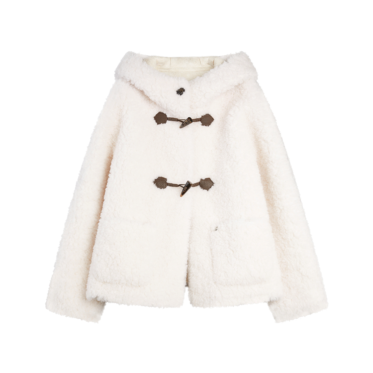 

ELLE Вельветовая куртка женская белая с капюшоном утепленная