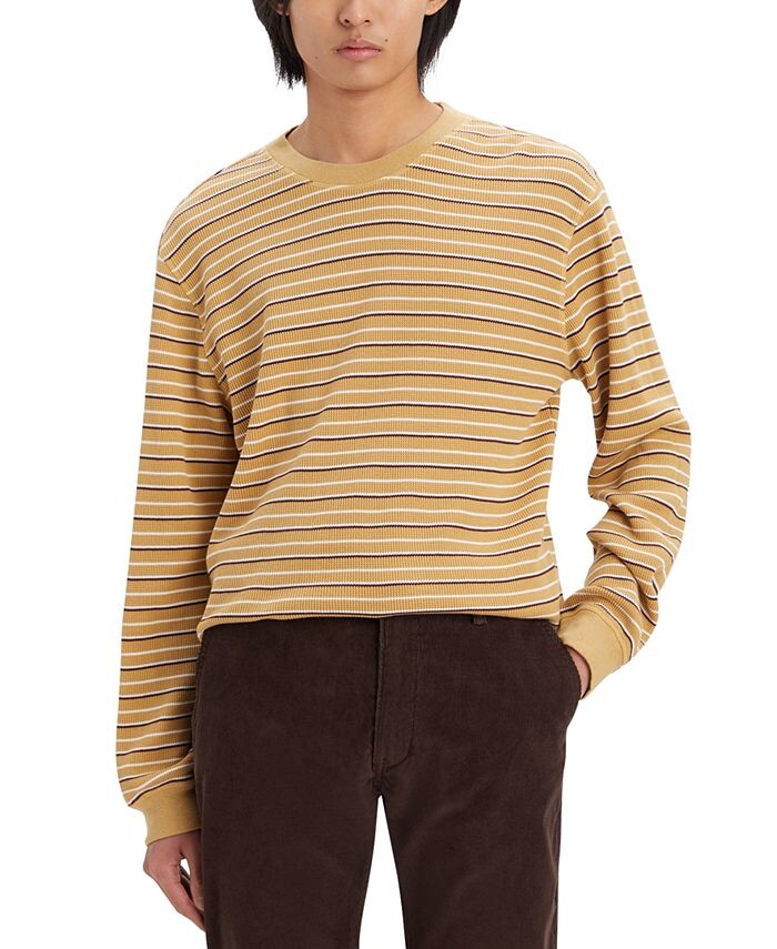

Мужская термо-футболка с длинными рукавами вафельной вязки Levi's, цвет Chocolate Stripe