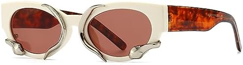 

Солнцезащитные очки «кошачий глаз» 2026 года для женщин, модные солнцезащитные очки в маленькой оправе, в стиле хип-хоп, ретро, ​​с зеркальными линзами MTZJH, Beige Red