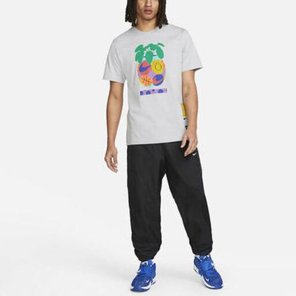Футболка Men's Nike Smiling Face Pattern Printing Logo Breathable Round Neck Short Sleeve Gray T-Shirt, мультиколор — фото 3