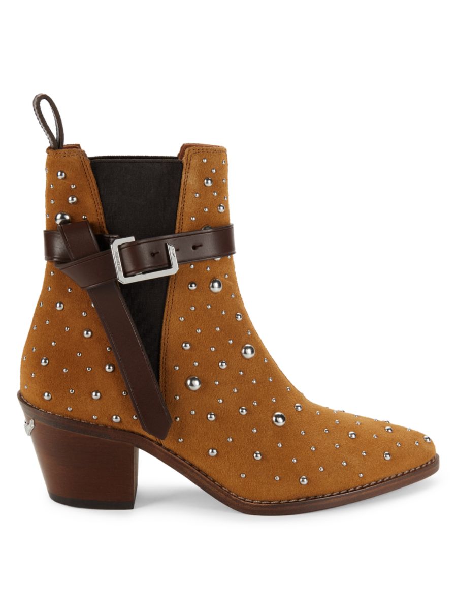 Замшевые ботинки челси Tyler Cecilia Riding Heel с заклепками Zadig & Voltaire, цвет Tan Suede