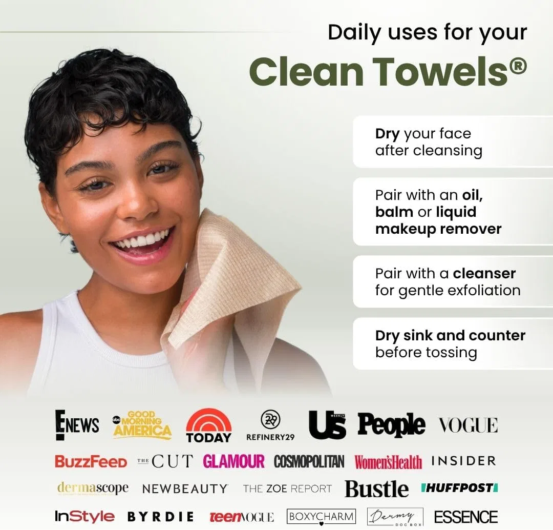 Средство для снятия макияжа Clean Skin Club — Салфетки для лица Bamboo Towels XL, 57 г — фото 4