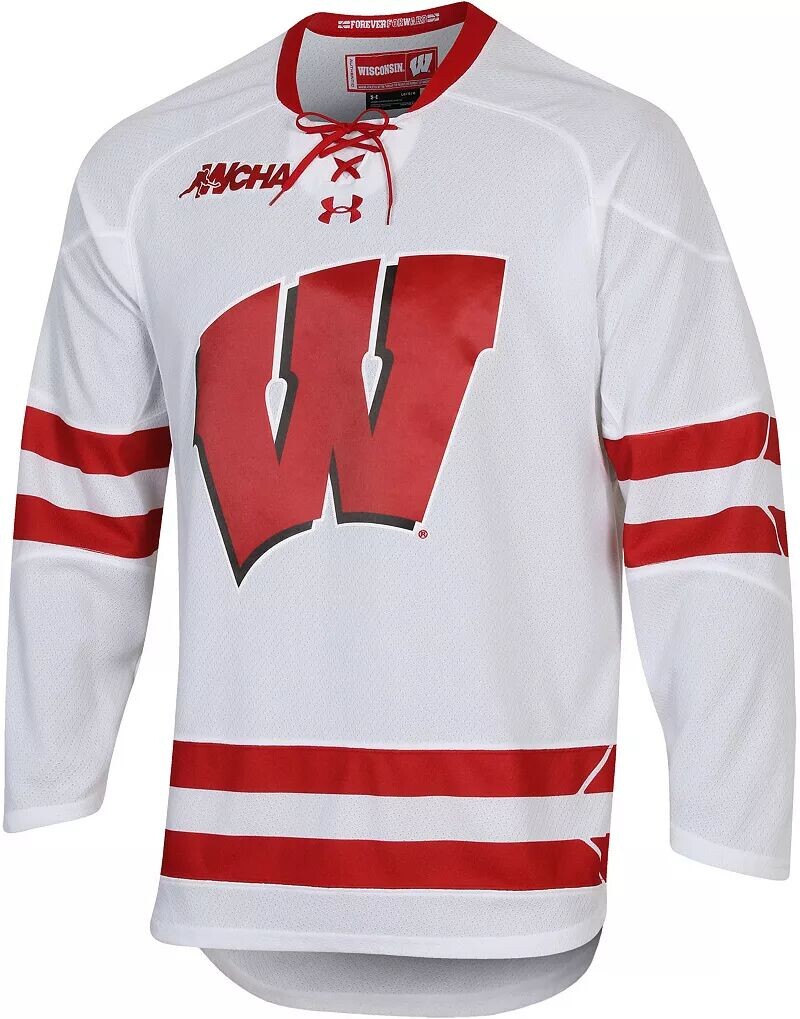

Мужская белая хоккейная майка Under Armour Wisconsin Badgers белая реплика