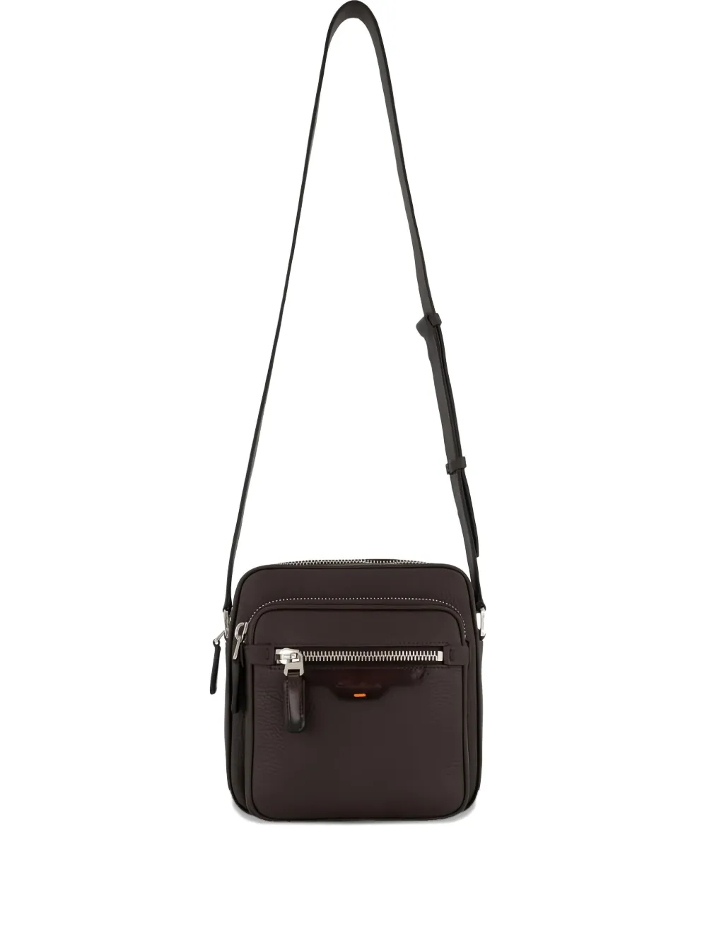 

Кожаная сумка на плечо на молнии Santoni, коричневый