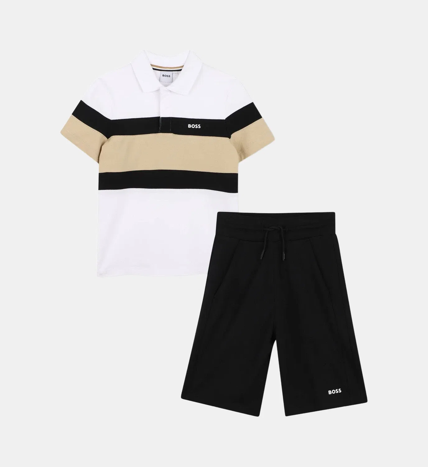 Комплект из поло и бермуд Boss Kidswear, черный