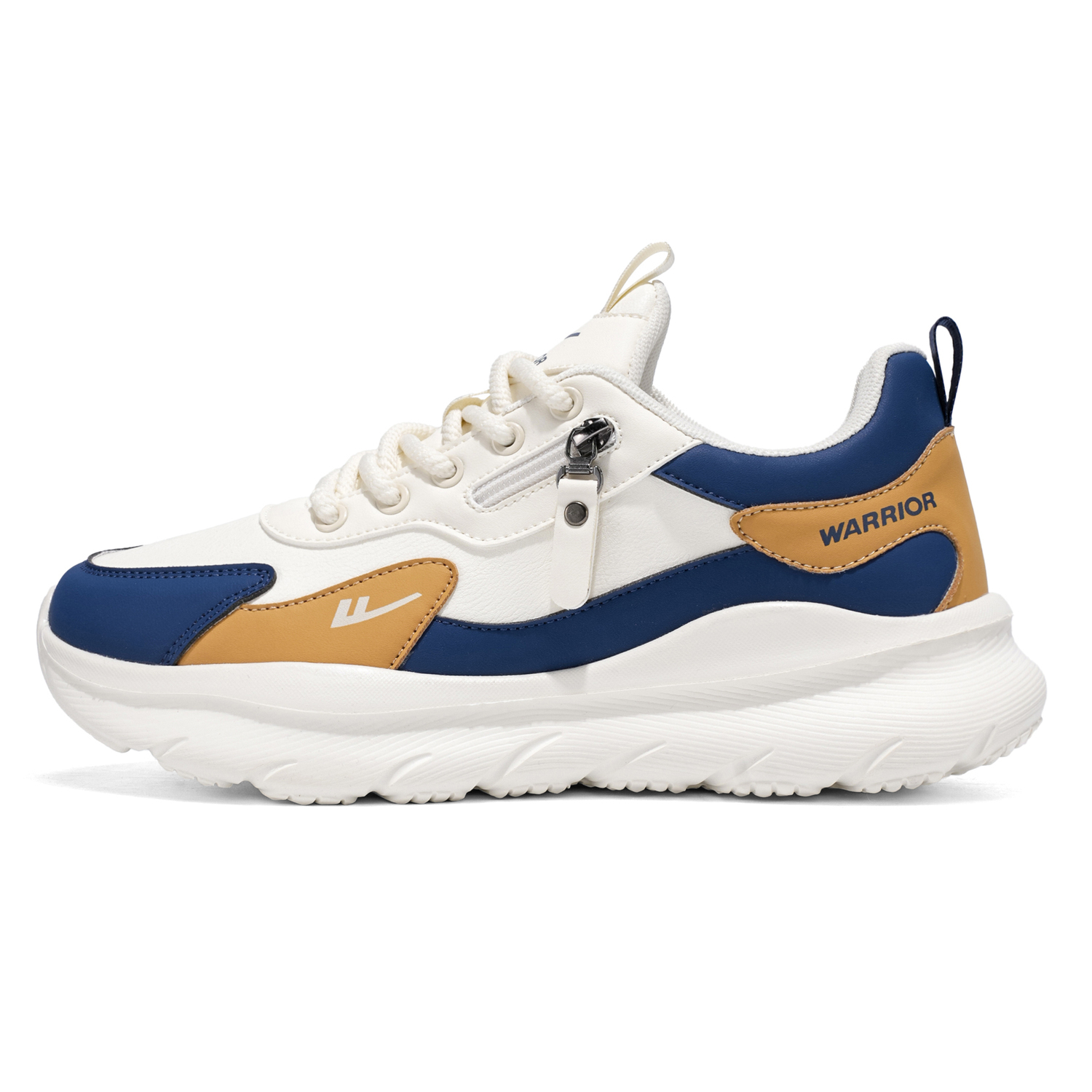 

Мужские легкие повседневные низкие кроссовки с увеличенной высотой и устойчивостью к истиранию WARRIOR, бежевый/темно-синий/желтый