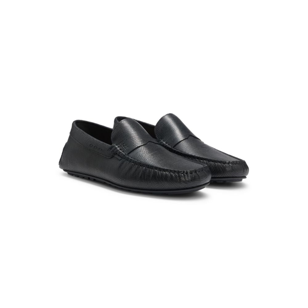 

Кроссовки Driver-sole moccasins in printed leather BOSS, черный