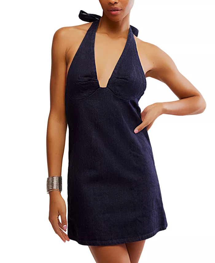 

Женское мини-платье Trevi из денима Free People, черный