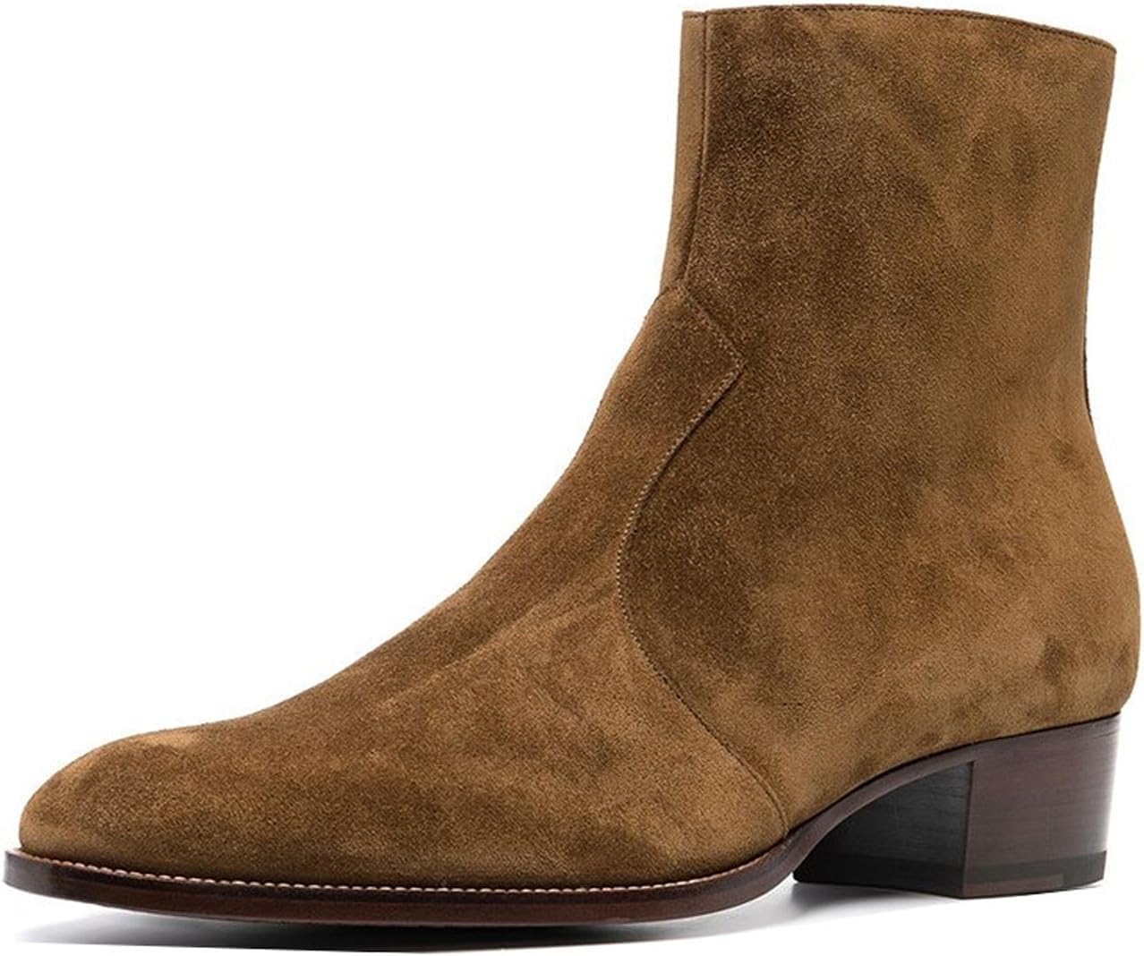 

Мужские западные ботинки-челси Santimon - кожа или замша с тиснением под змеиную кожу, кубинский каблук, боковая молния - стильные ковбойские ботильоны для концертов, фестивалей, вечеринок и повседневной носки, коричневый