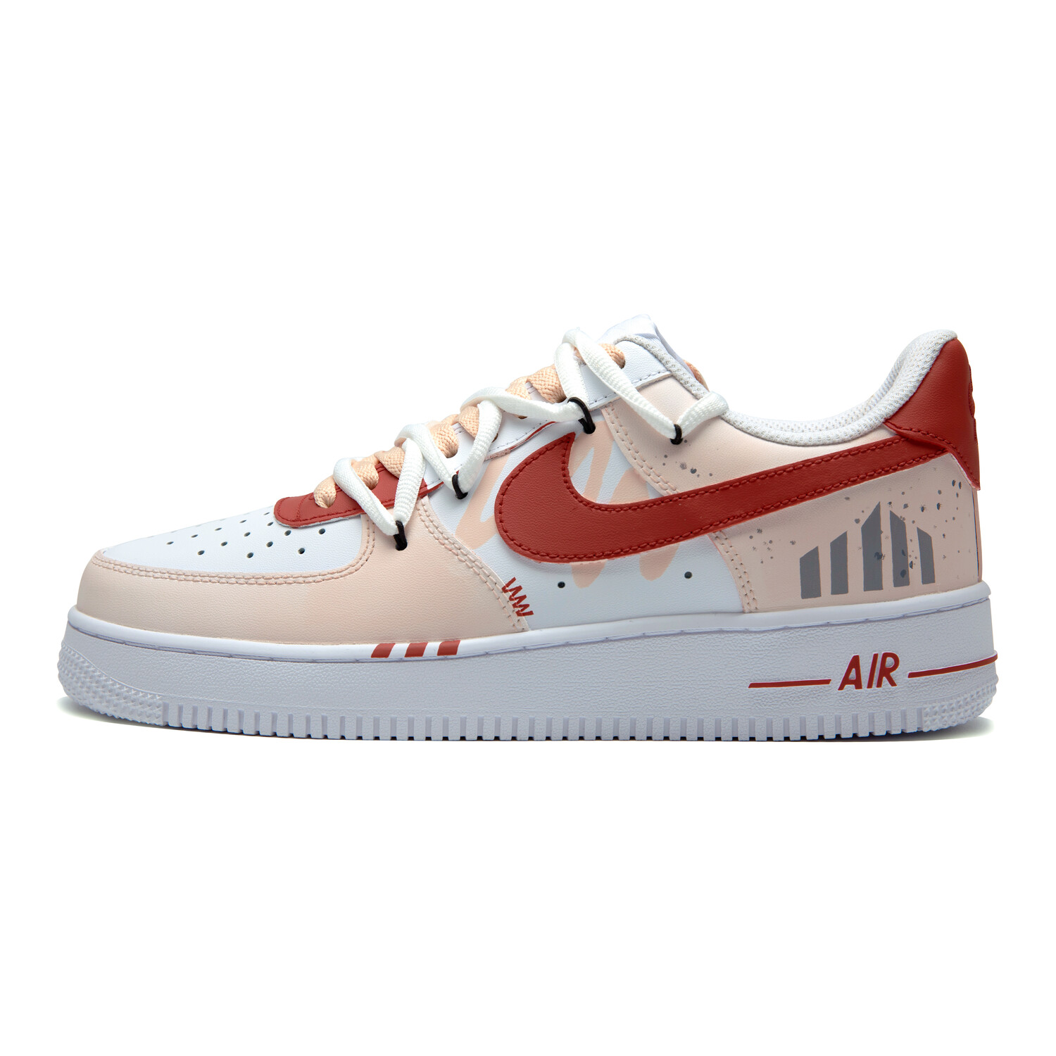 

Кроссовки Nike Air Force 1 Skateboarding Shoes Women's Low-top Red, бежевый/красный