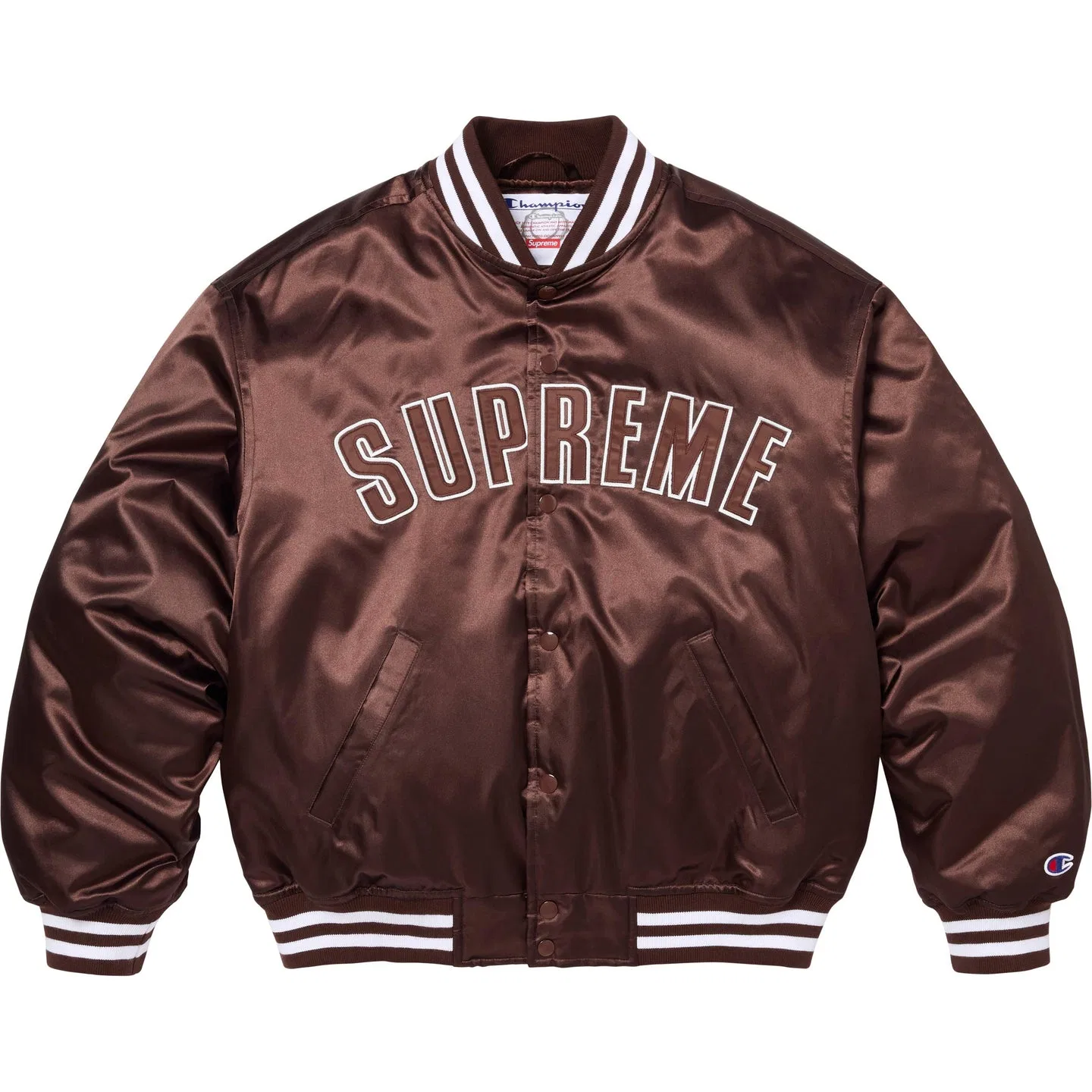 Куртка varsity из сатина Champion SS26 WEEK8, унисекс Supreme, Brown