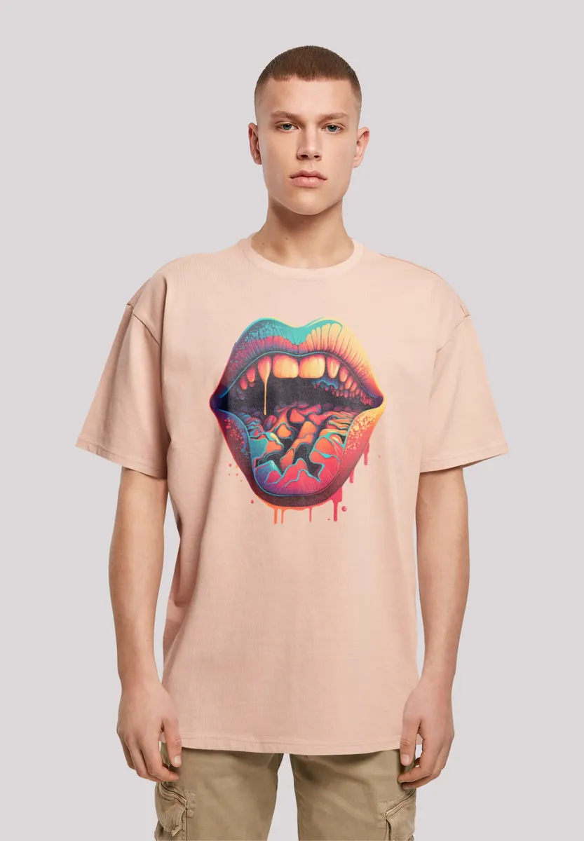 

F4NT4STIC Футболка "Drooling Lips OVERSIZE TEE", принт, цвет Amber