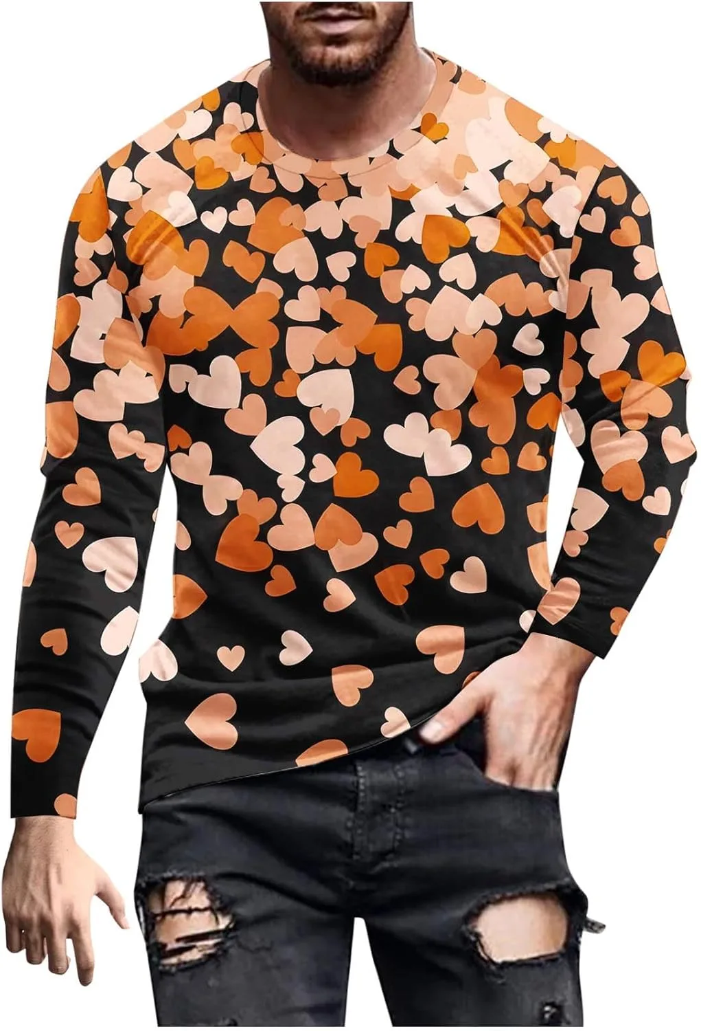 

Футболка Love Heart для мужчин, длинный рукав, спортивная