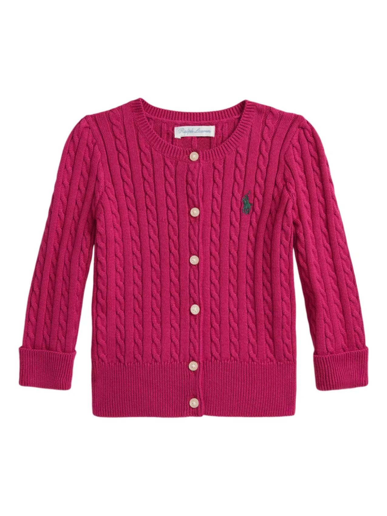 

Кардиган POLO RALPH LAUREN KIDS с косичной вязкой, розовый