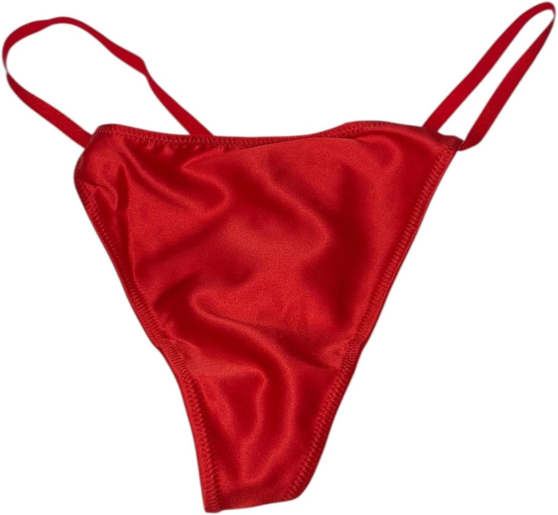 

Атласные трусики-стринги Victoria's Secret с помпонами и V-образным вырезом, цвет красный, новые, Red