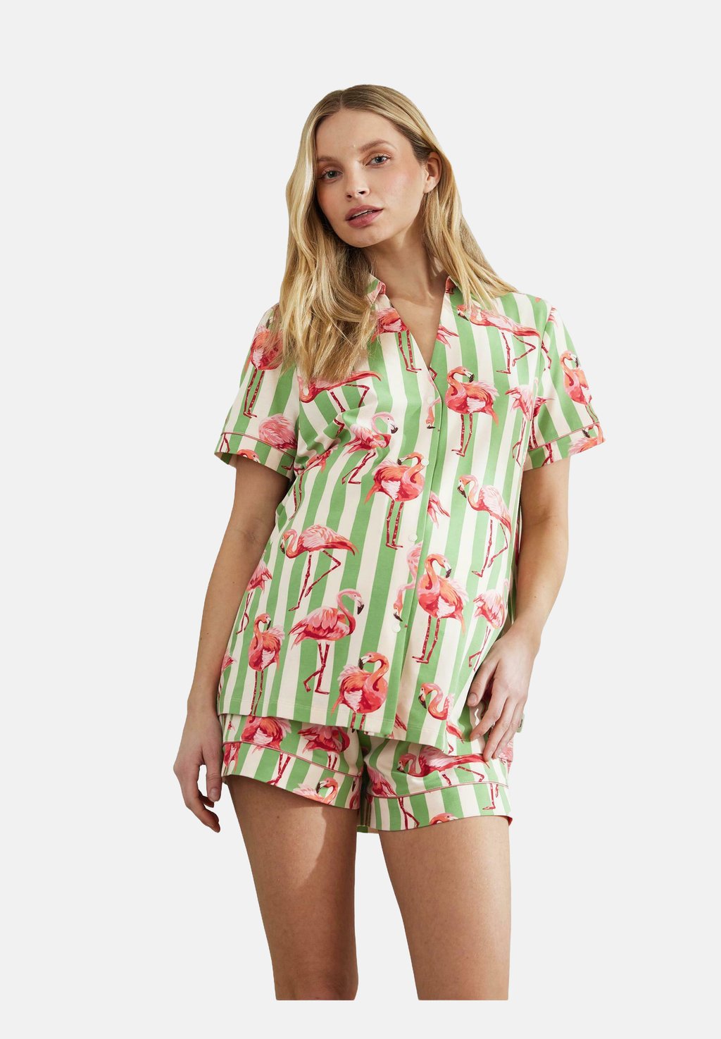 

Пижама FLAMINGO STRIPE PRINT SET Chelsea Peers, зеленый