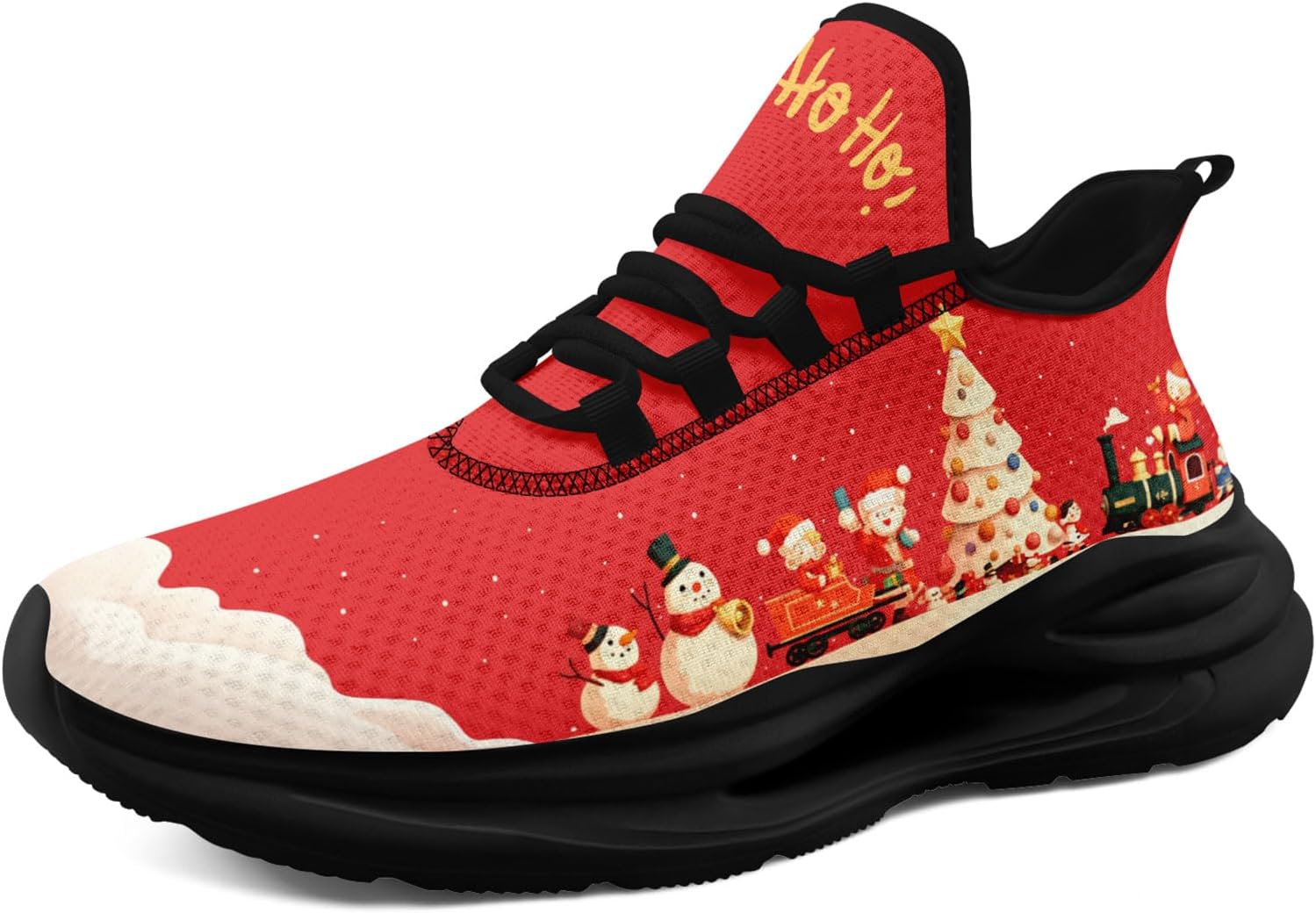 

Рождественские кроссовки для женщин и мужчин, легкие, дышащие, модные спортивные кроссовки для бега и тренажерного зала с принтом Санты Awsole, белый/черный/красный/бежевый