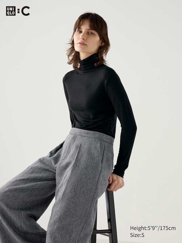 

Очень теплая футболка из смеси кашемира heattech с высоким воротом Uniqlo, черный