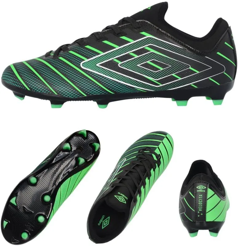 Футбольные бутсы Umbro Men's Velocita Elixir Club Fg, черный/зеленый/белый — фото 2