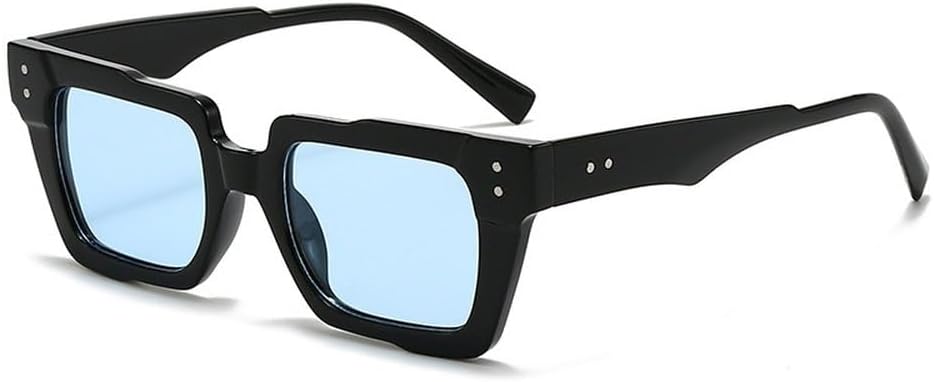 

Солнцезащитные очки в стиле ретро «кошачий глаз» для женщин с прозрачными линзами цвета океана, модные солнцезащитные очки для мужчин с заклепками, квадратной формой и в стиле панк SKFGNX, Black Blue