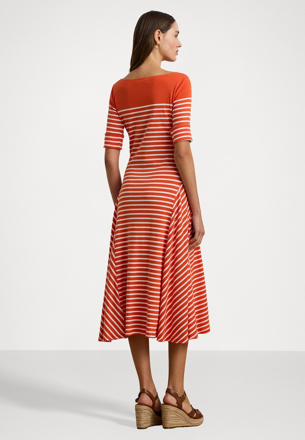 

Платье-джемпер STRIPED COTTON MIDI DRESS Lauren Ralph Lauren, оранжевый