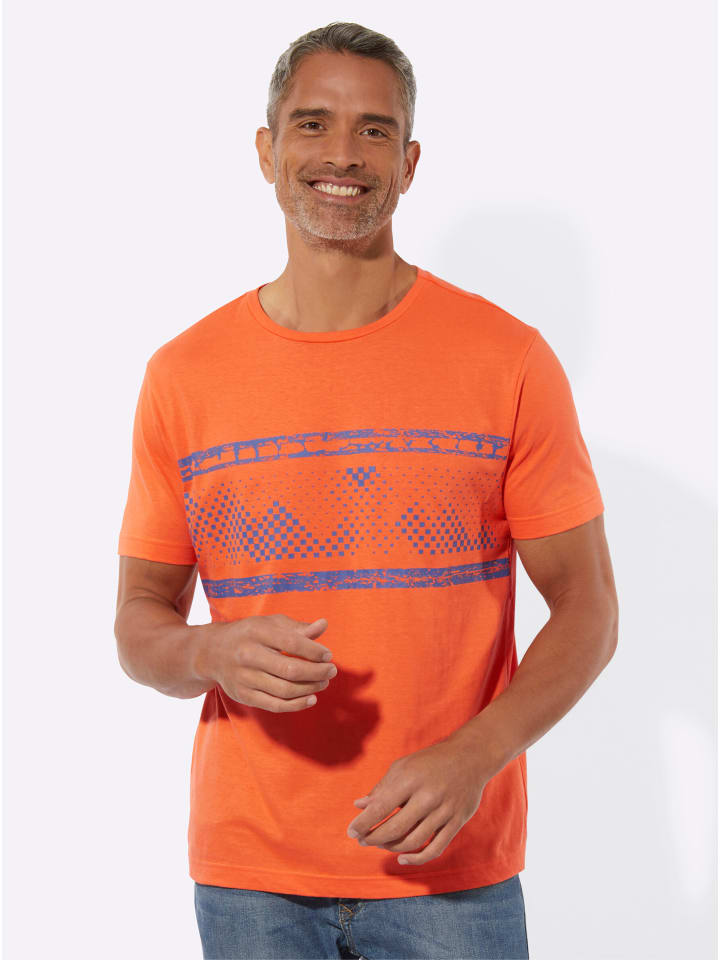 

Рубашка с круглым вырезом в цвете оранжевый-джинсовый Sieh an!