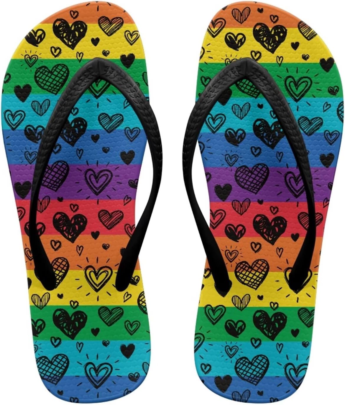 

Вьетнамки с черепом для женщин и мужчин, летние пляжные повседневные сандалии, удобные шлепанцы для душа Pointodoor, Rainbow Heart