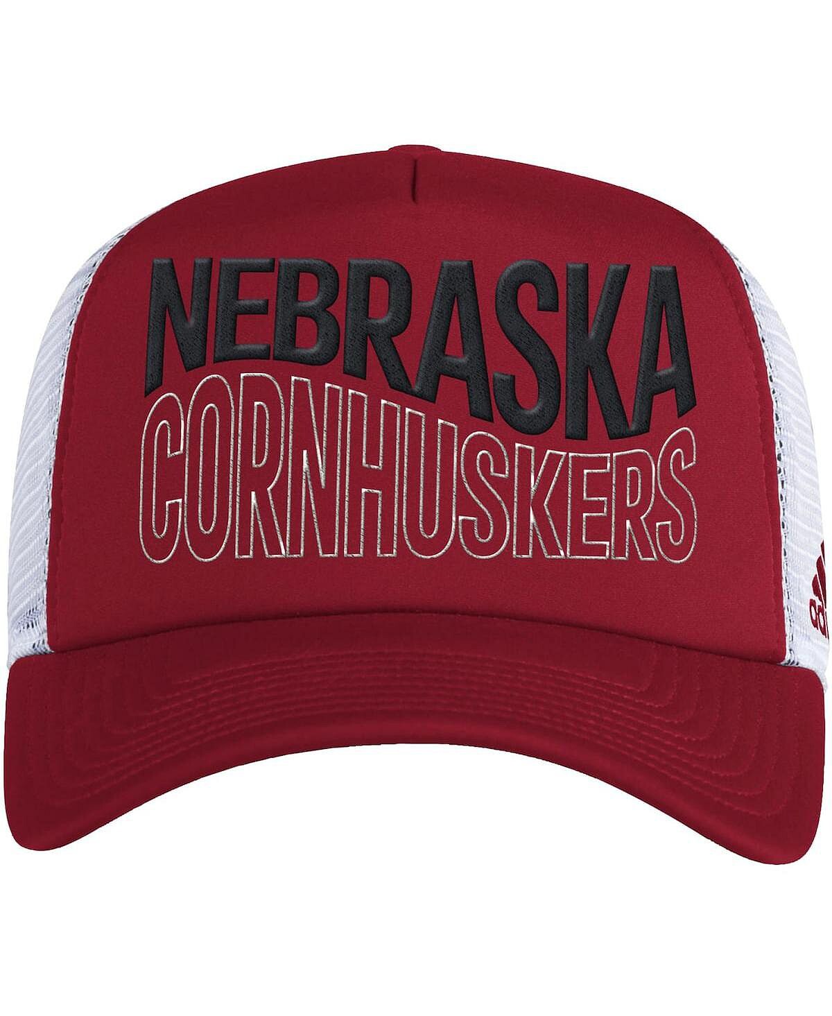 

Мужская алая и белая кепка Nebraska Huskers Wave Foam Trucker Snapback adidas