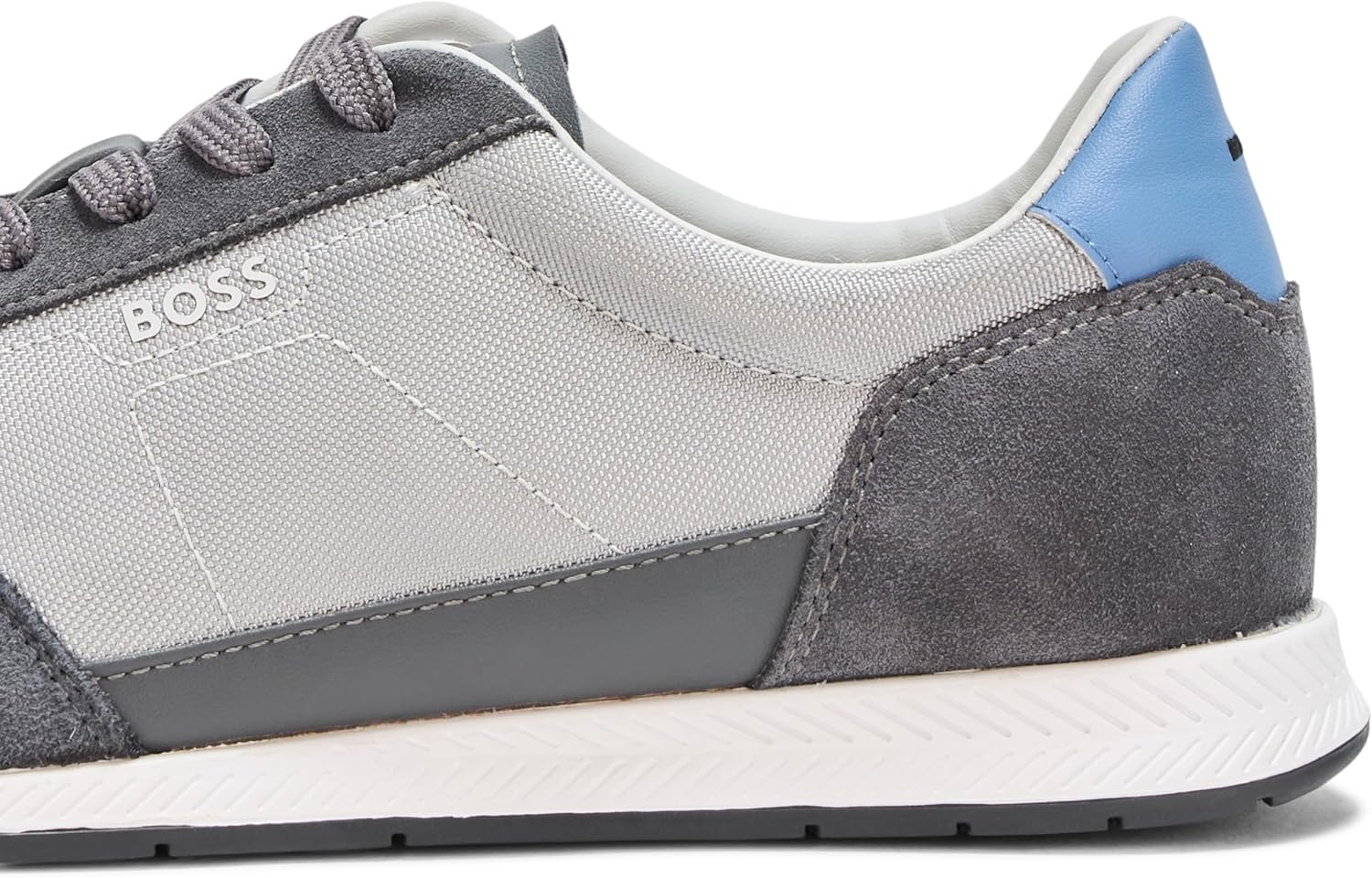 Кроссовки низкие мужские BOSS из комбинированной кожи, Moon Light Grey, Charcoal Grey — фото 4