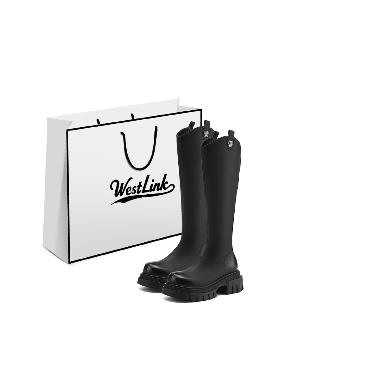 Сапоги до колена 6,3 см женские WESTLINK, Black (Fleece-Lined)