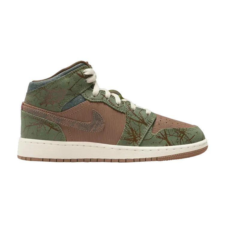 

Кроссовки Air Jordan 1 Mid GS Treeline, коричневый