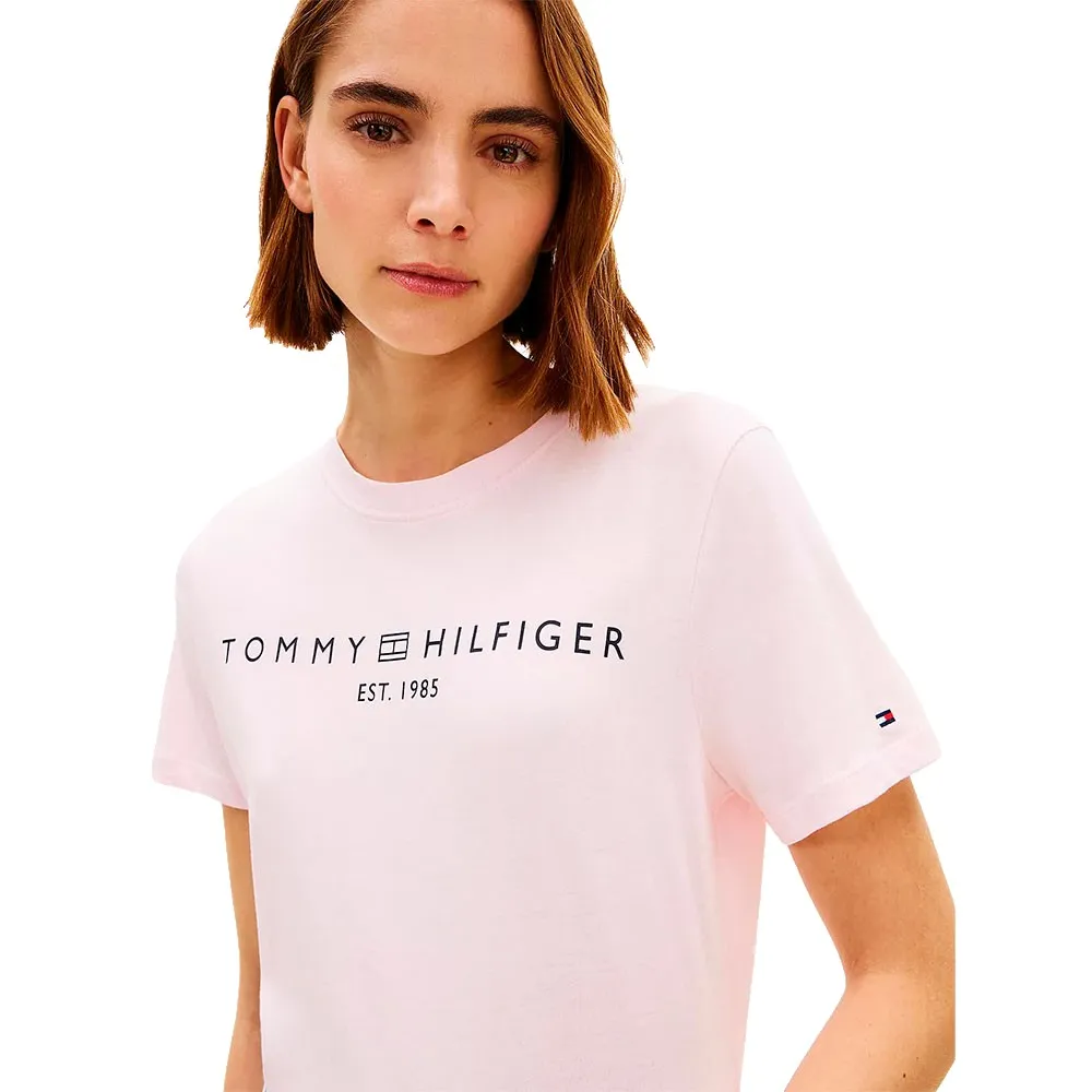 Футболка с коротким рукавом Tommy Hilfiger Corp с логотипом, стандартного кроя, розовый — фото 4