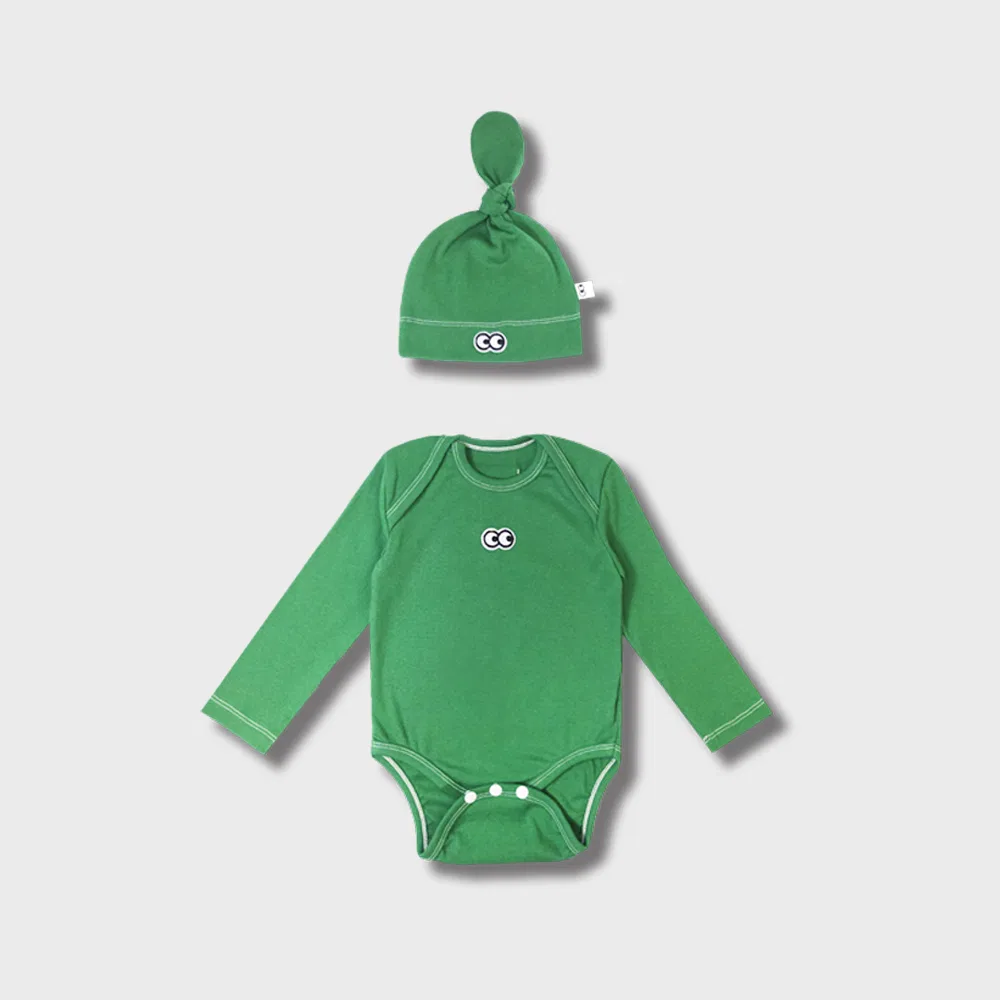 Детский базовый комплект боди Plain Baby Essential зелёного цвета от Luuklook.Studios