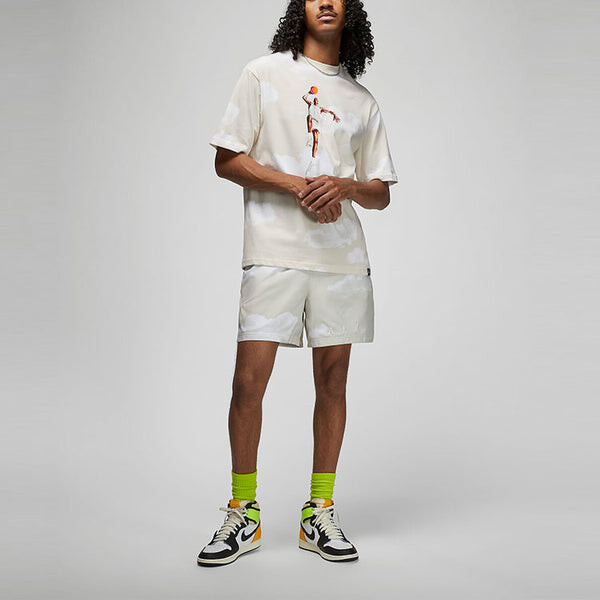 Футболка Men's Air Jordan Casual Printing Round Neck Pullover Short Sleeve Sail White T-Shirt, мультиколор — фото 4
