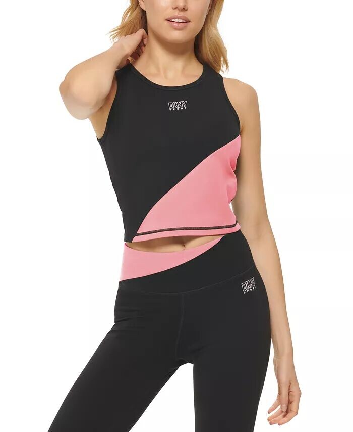 

Женская укороченная майка с цветными блоками DKNY, розовый