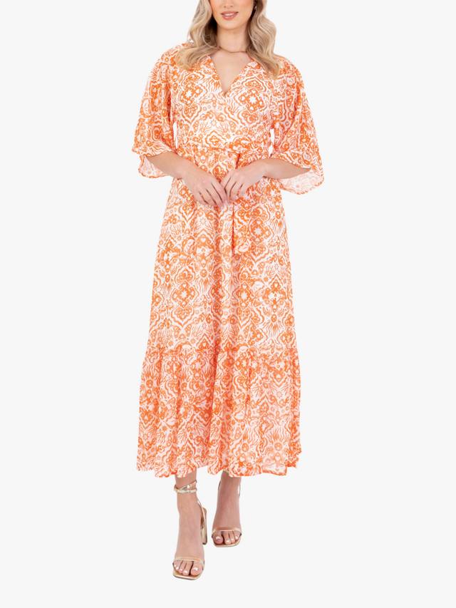 

Платье миди с завязками на талии Lovedrobe, Orange Print