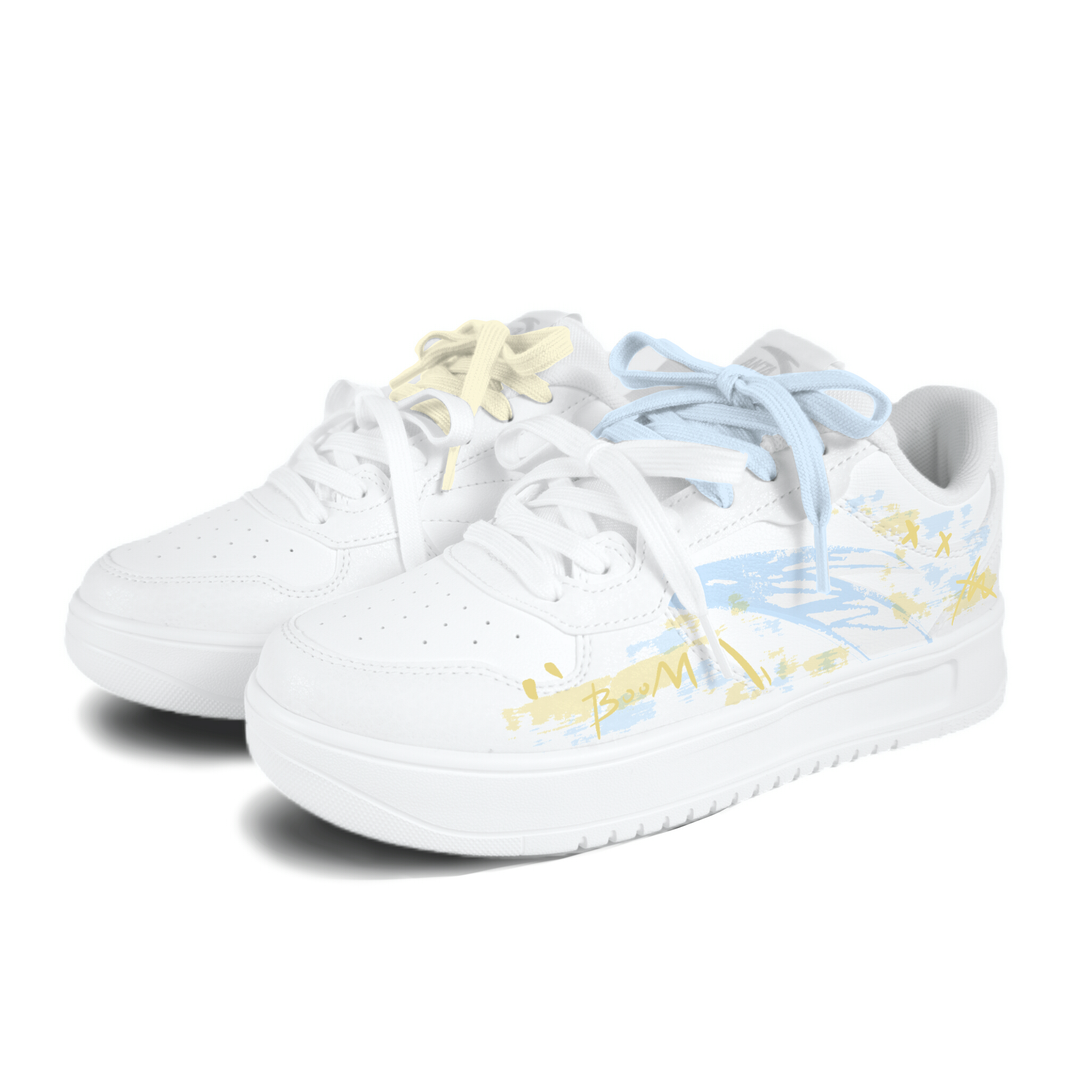 

ANTA Легкие желто-синие скейтерские кроссовки Hook Mismatched с противоскользящей подошвой, устойчивые к истиранию, низкие, унисекс