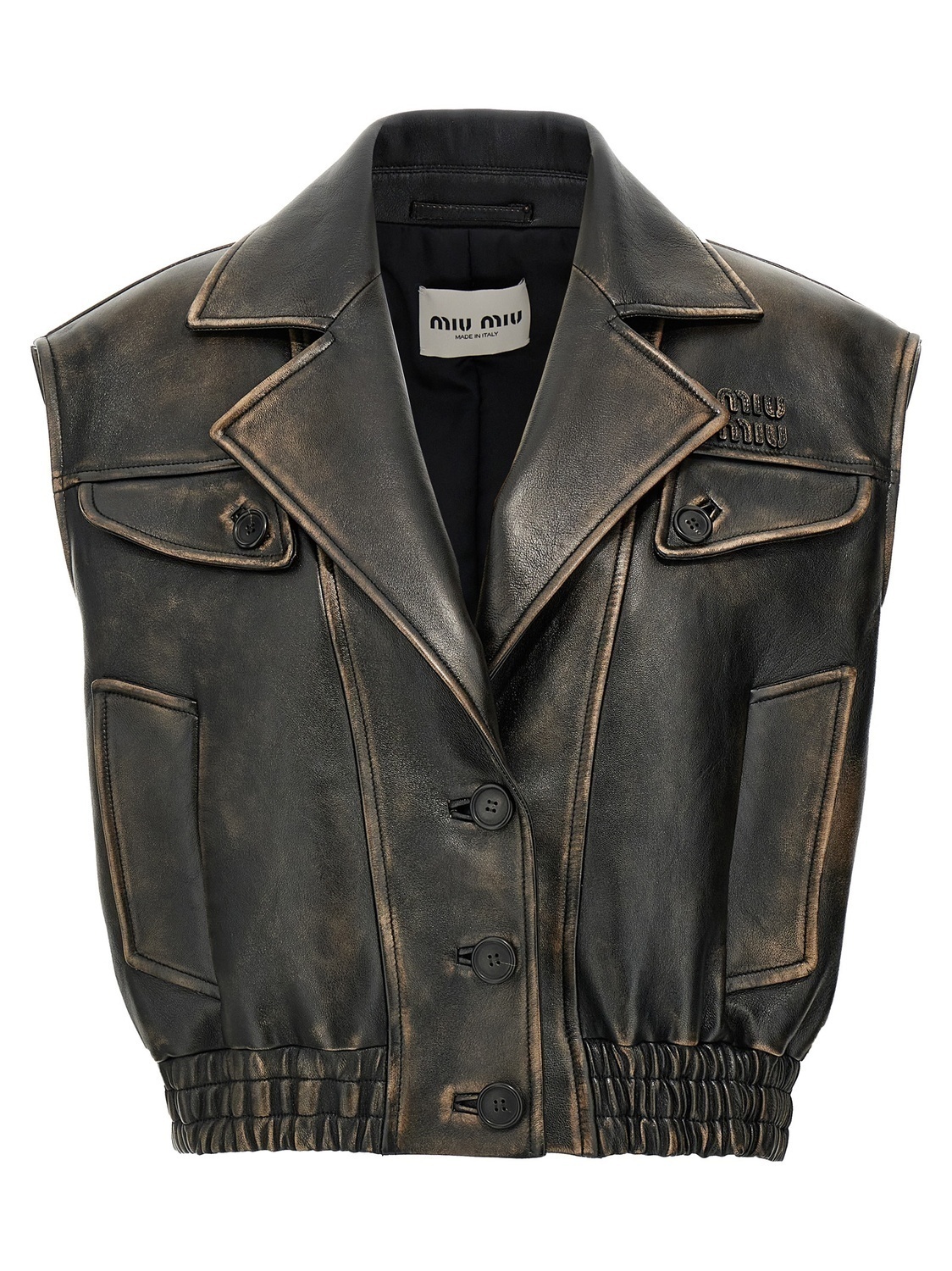 

Жилет из наппы с логотипом MIU MIU, коричневый