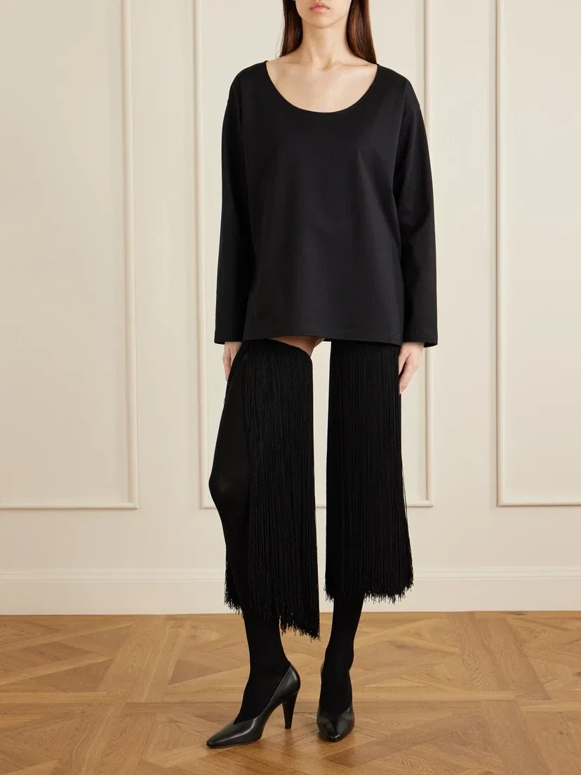 Футболка из хлопкового джерси Alaïa, черный — фото 2