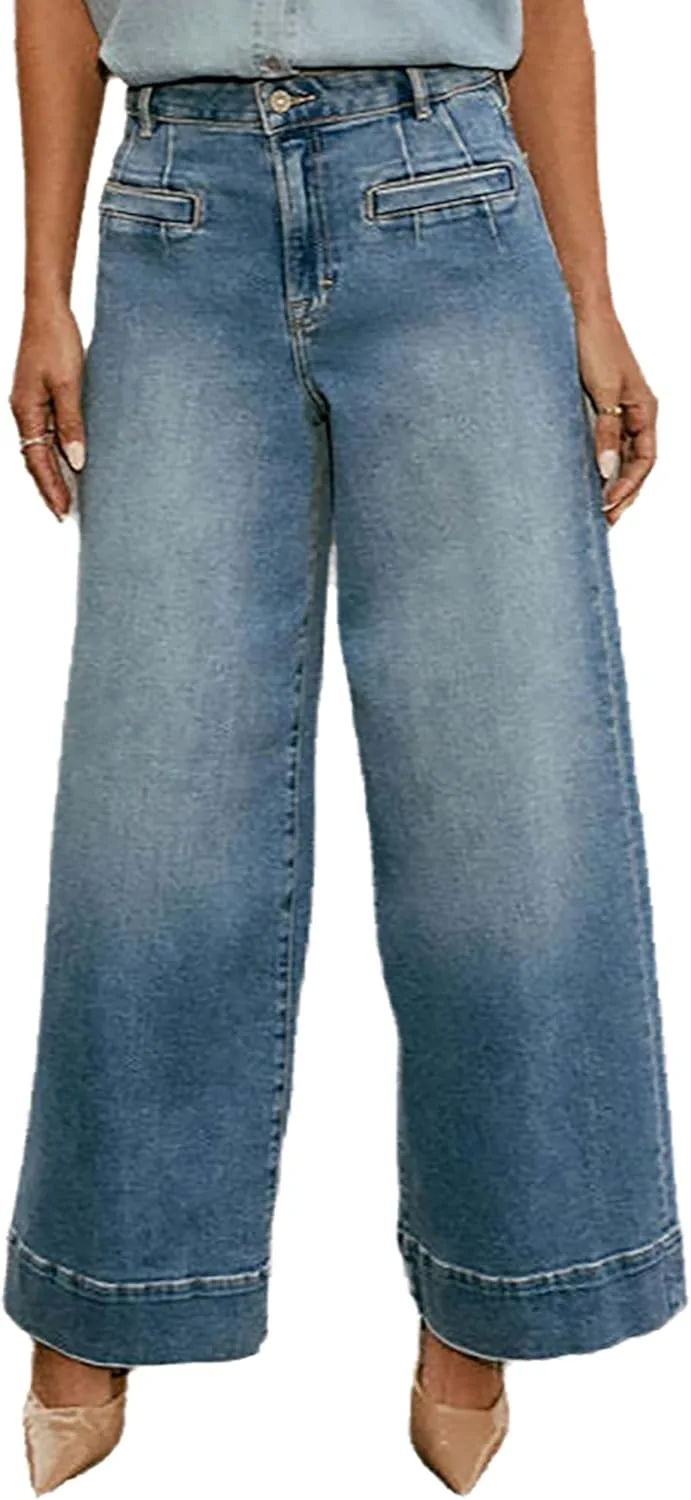 

Женские джинсы Western с высокой посадкой, широкие и свободные QLAUYIOE