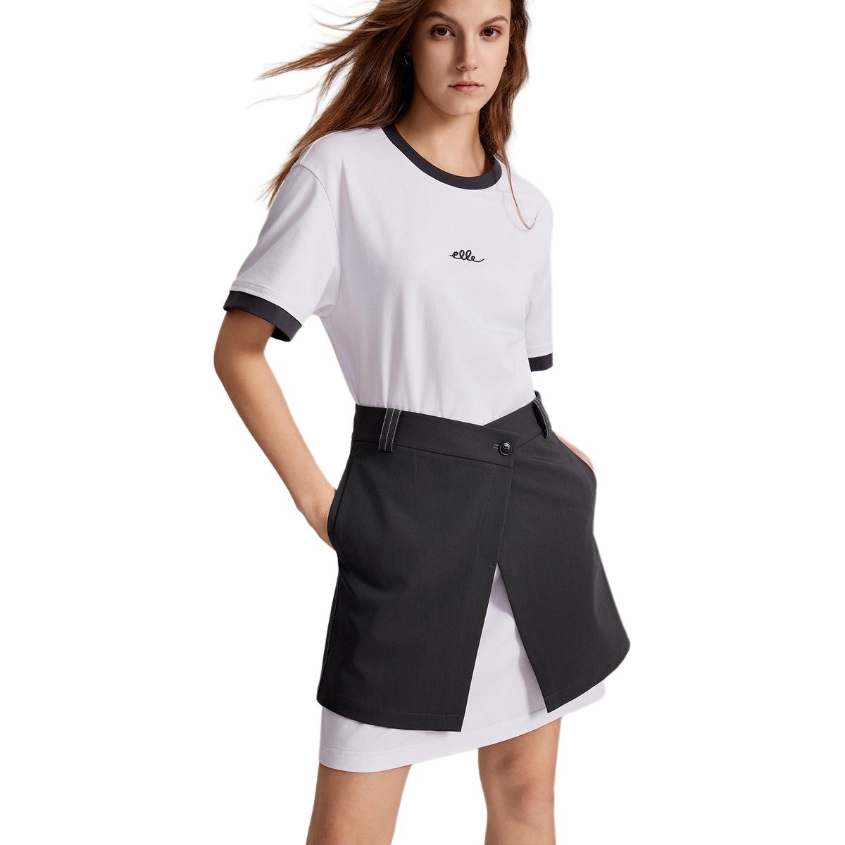 

ELLE Повседневный костюм женский белый с круглым вырезом умеренно короткий